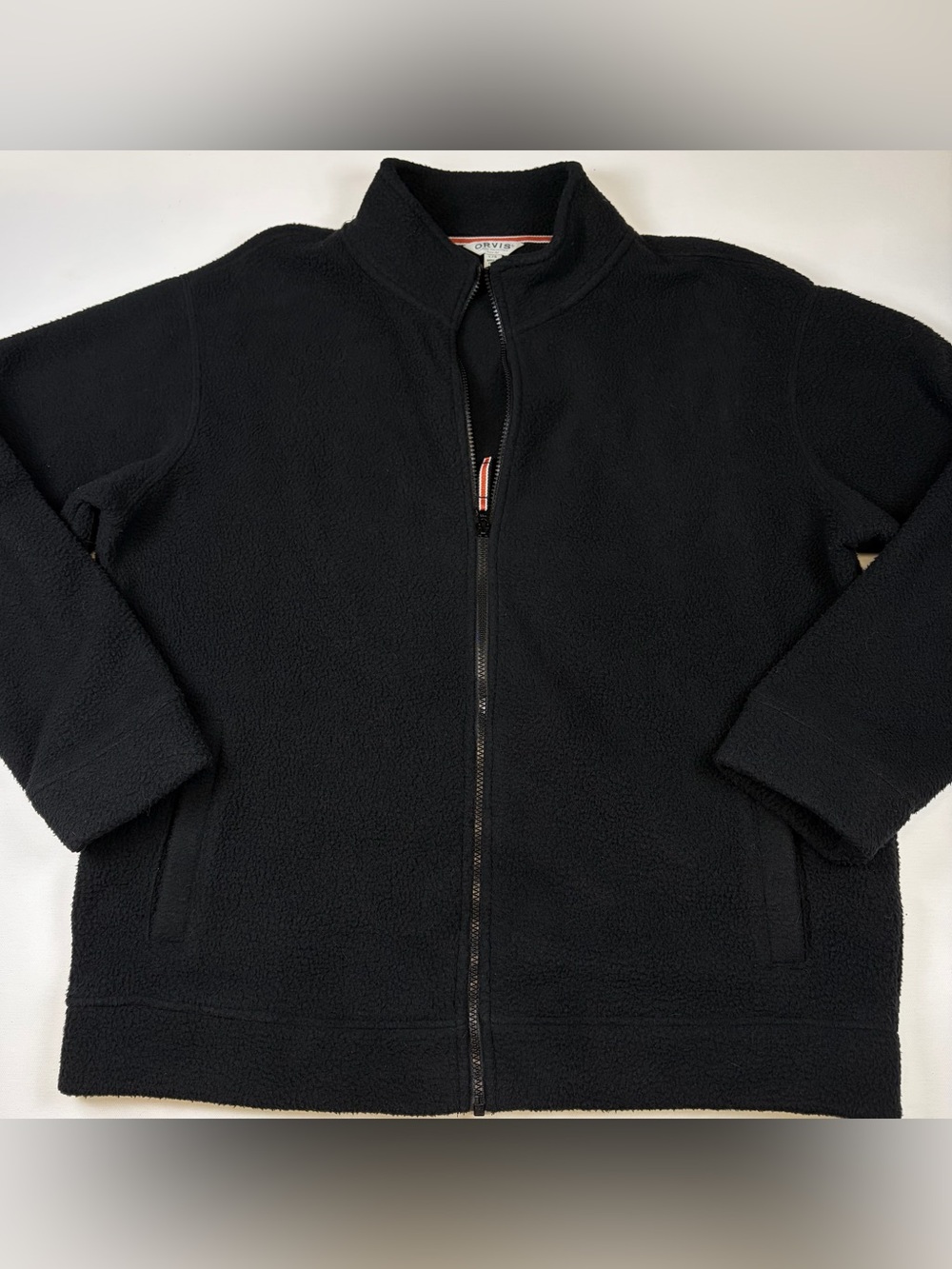 ORVIS BLACK FLEECE JACKET LARGE FULL ZIP OUTDOOR HIKING MENS